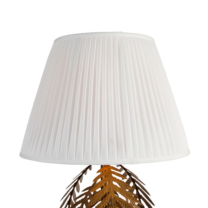 Stojací lampa zlatá 145 cm s plisovaným stínítkem bílým 45 cm - Botanica