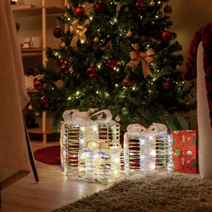 Ensemble de 3 cadeaux arc-en-ciel de Noël avec LED - Niji