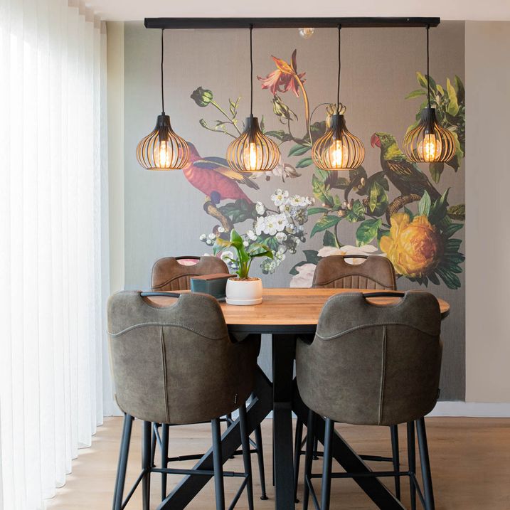 Moderne pendellampe sort 4-lys - Saffira
