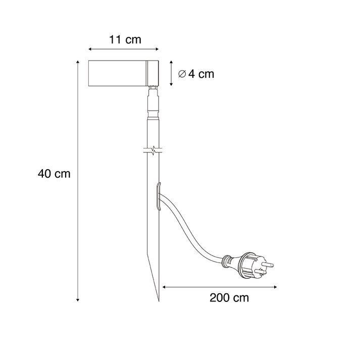 Erdspießstrahler schwarz 40cm inkl. LED Verstellbar IP65 inkl. Kabel und Stecker - Carl