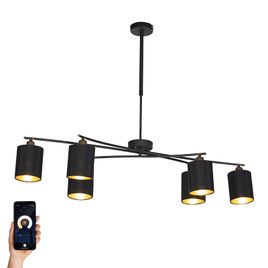 Lámpara colgante inteligente negra regulable con 6 B35 Wifi - Lofty