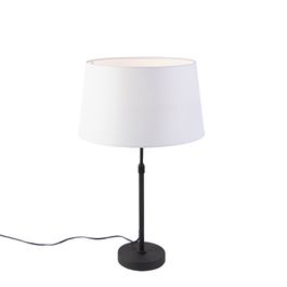 Lámpara de mesa negra con pantalla de lino blanco 35 cm regulable - Parte