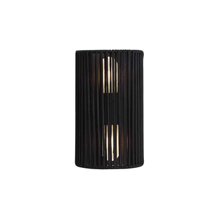 Japandi wandlamp zwart met touw IP44 - Jayla
