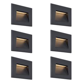 Set di 6 lampade da parete ad incasso moderne nere 11,5 cm LED incluso IP65 - Trem