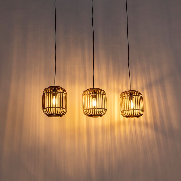 Suspension en rotin rustique 3 lumières - Manille
