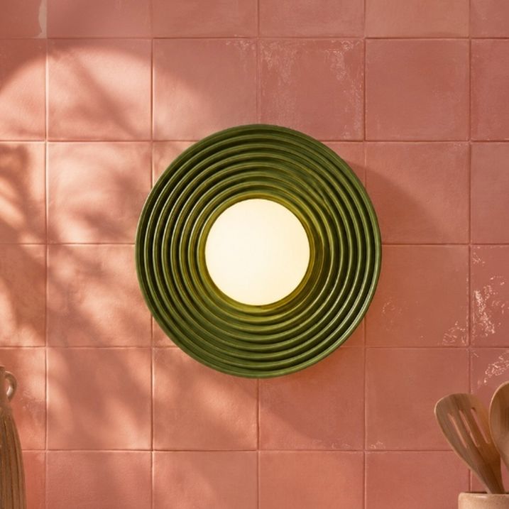 Plafonnier rétro vert avec verre opale - Lila