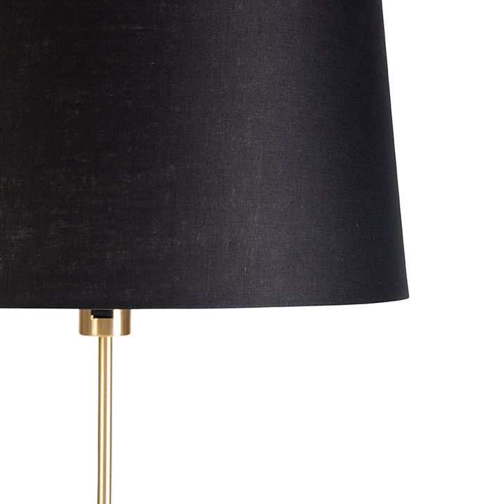 Gulvlampe gull/messing med svart linjskjerm 45 cm - Parte