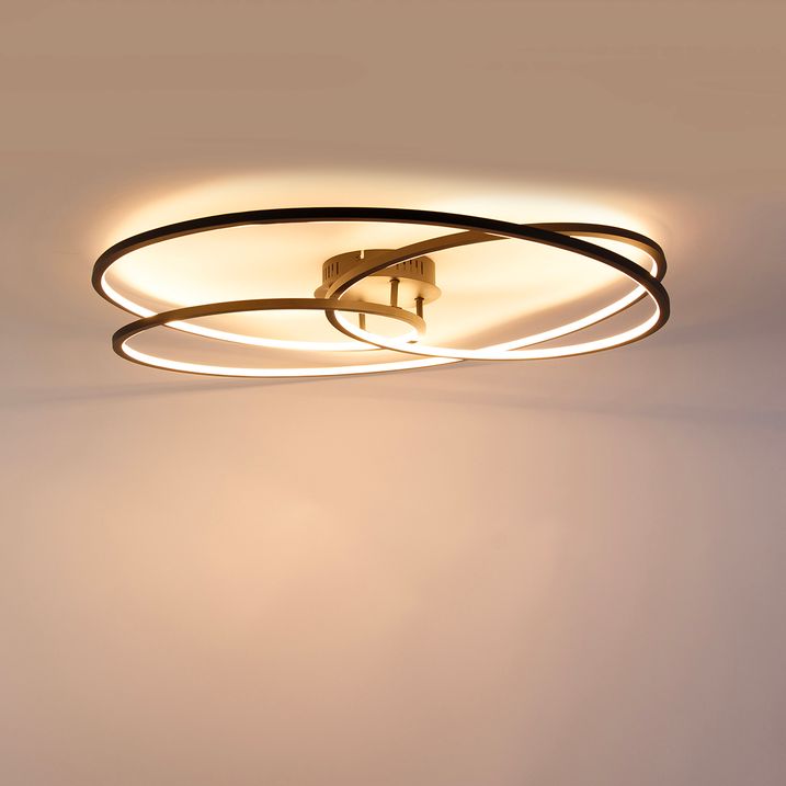 Plafoniera neagră 78 cm inclusiv LED cu dimmer în 3 trepte - Rowin