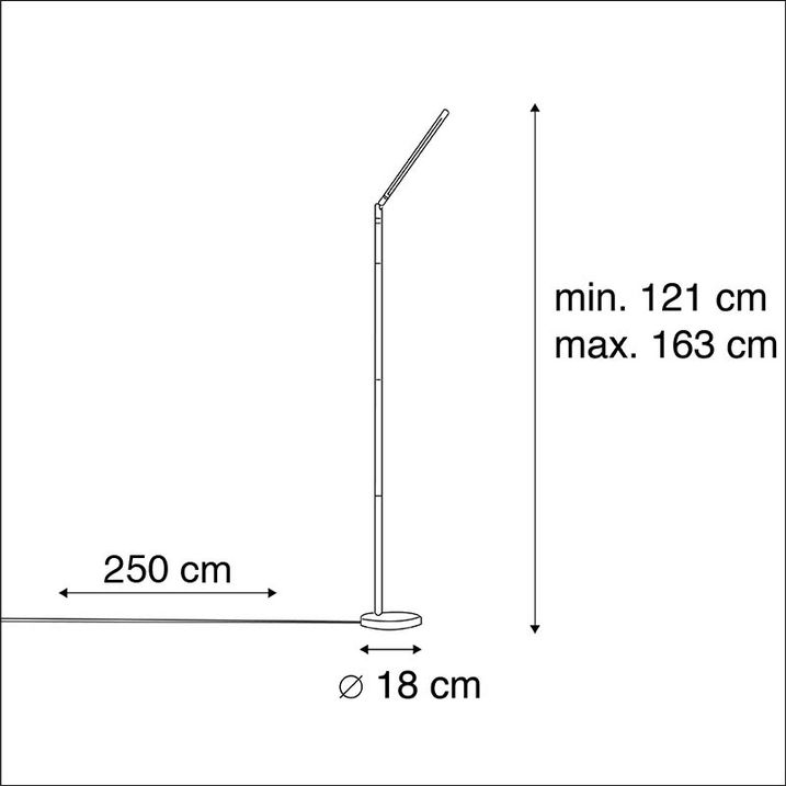Candeeiro de pé moderno preto com LED e dimmer tátil - Berdien
