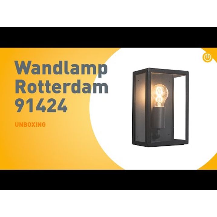 Lampada da parete per esterni industriale nera con vetro 25,5 cm IP44 - Rotterdam