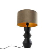 Lámpara-de-mesa-de-diseño-con-pantalla-de-terciopelo-negro-topo-con-dorado-35-cm---Alisia