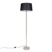 Moderne-vloerlamp-staal-met-zwarte-kap-45-cm---Simplo