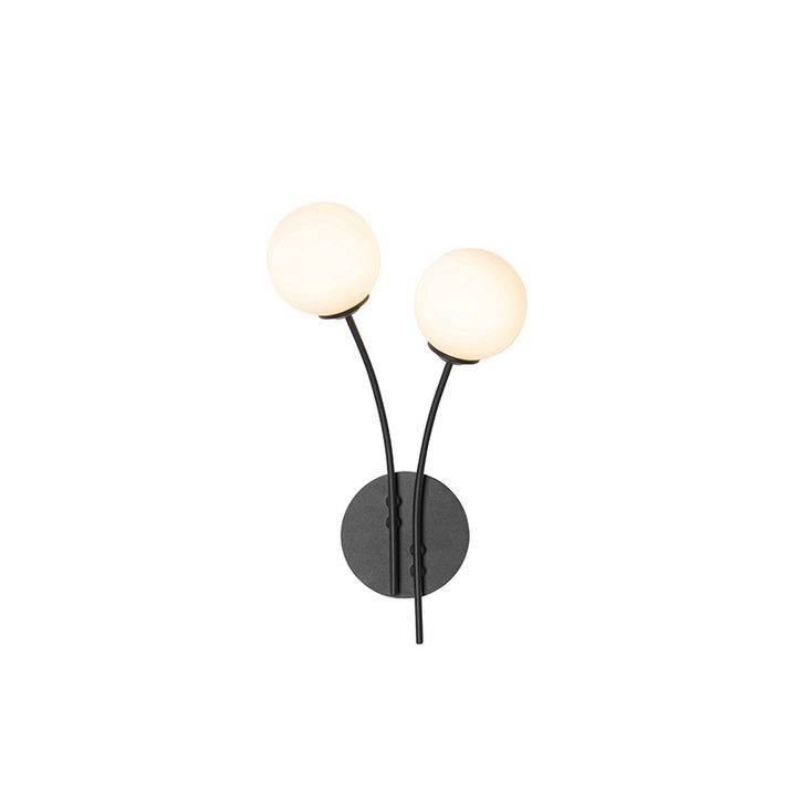 Moderná nástenná lampa čierna s opálovým sklom 2-svetlo - Atény