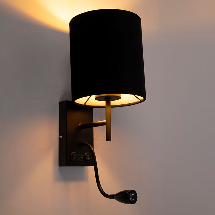 Lampada da parete in stile Art Déco nera con paralume in velluto - Stacca