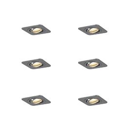 6'lı Set Yuvarlak Gömme Spot Lamba Metalik Gri GU10 50mm Ayarlanabilir IP44 - Alberto