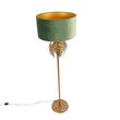 Stojací-lampa-zlatá-145-cm-s sametovým-stínítkem-zelená-50-cm---Botanica