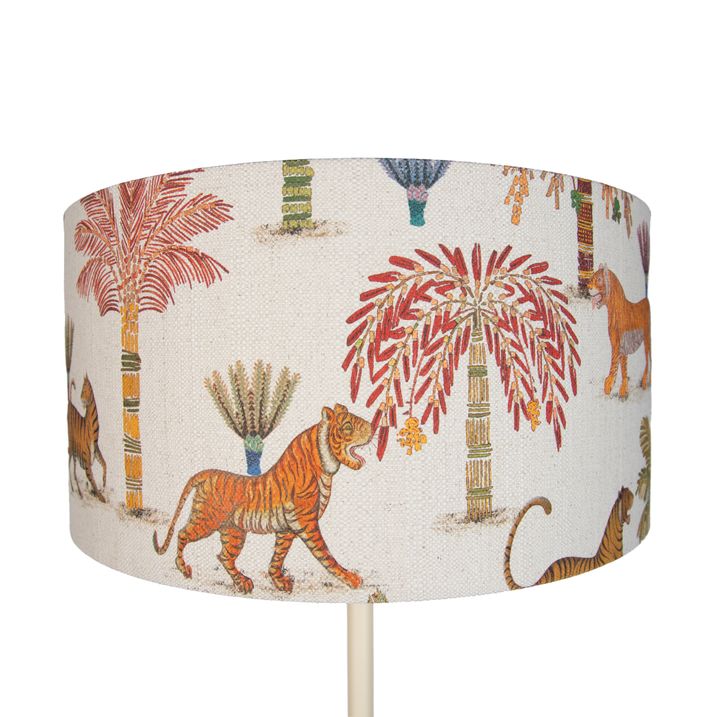 Japandi golvlampa beige med flerfärgad lampskärm med djurmönster 50 cm - Simplo