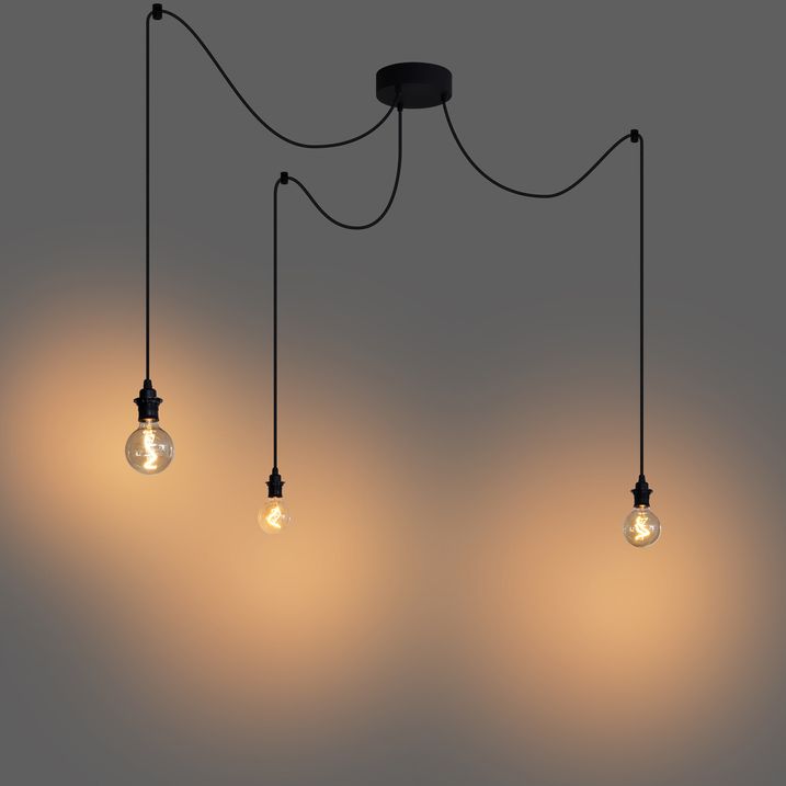 Lampada a sospensione da esterno nera a 3 luci IP44 - Cava