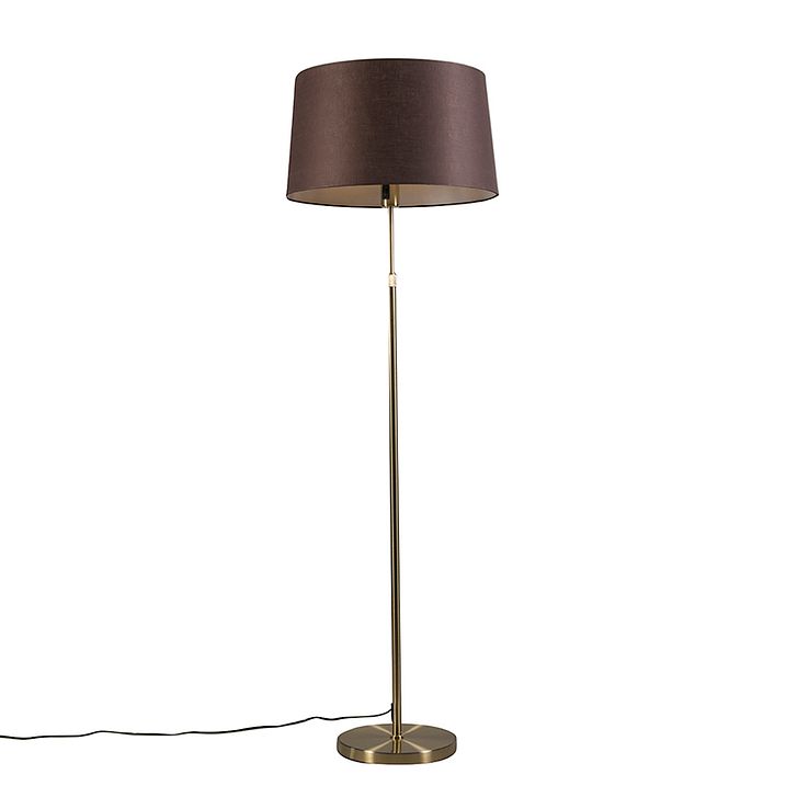Stojaca lampa zlatá/mosadzná s hnedým tienidlom 45 cm nastaviteľná - Parte