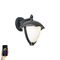 Smarte Aussenwandleuchte schwarz mit Opalglas inkl. LED IP54 - Classica