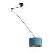 Lampa-wisząca-czarna-z-niebieskim-aksamitnym-kloszem-ze-złotem-35-cm---Blitz