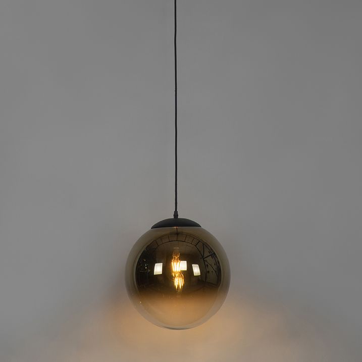Art Deco Pendelleuchte schwarz mit Goldglas 33 cm - Pallon
