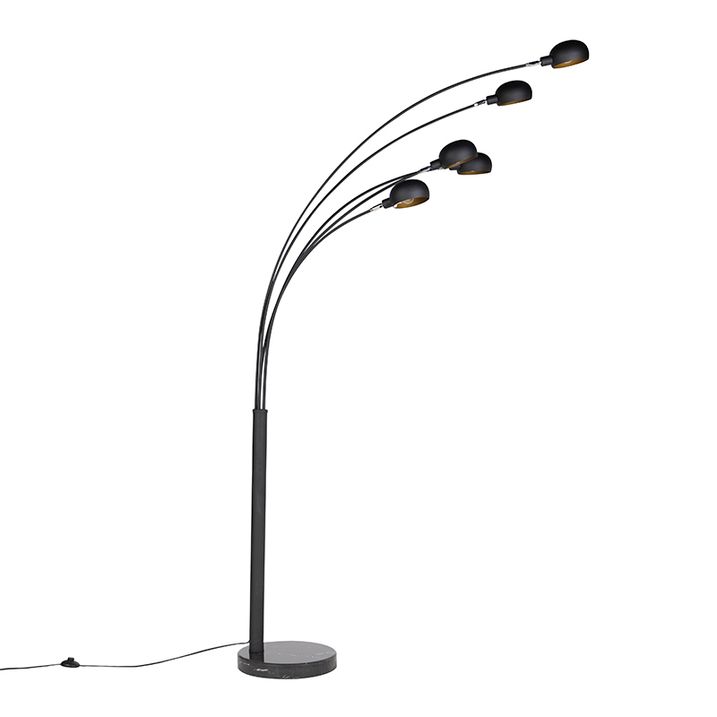 Dizajnerska podna lampa crna 5-light - Sixties Marmo