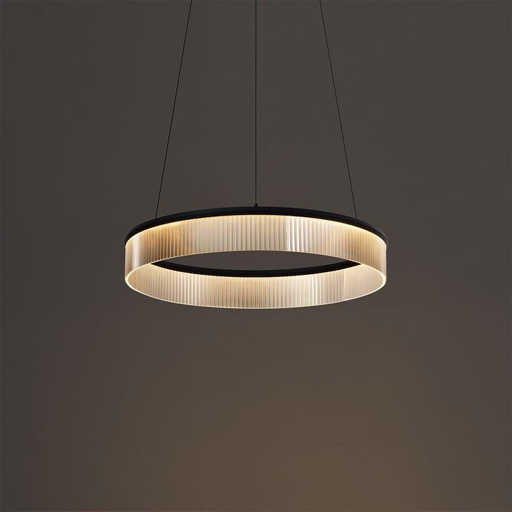 Moderni riippuvalaisin musta 59cm sis. LED 3-vaihe himmennettävä - Anello-kattokruunu