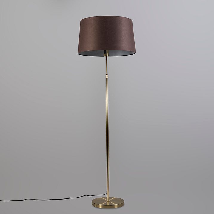Stojaca lampa zlatá/mosadzná s hnedým tienidlom 45 cm nastaviteľná - Parte