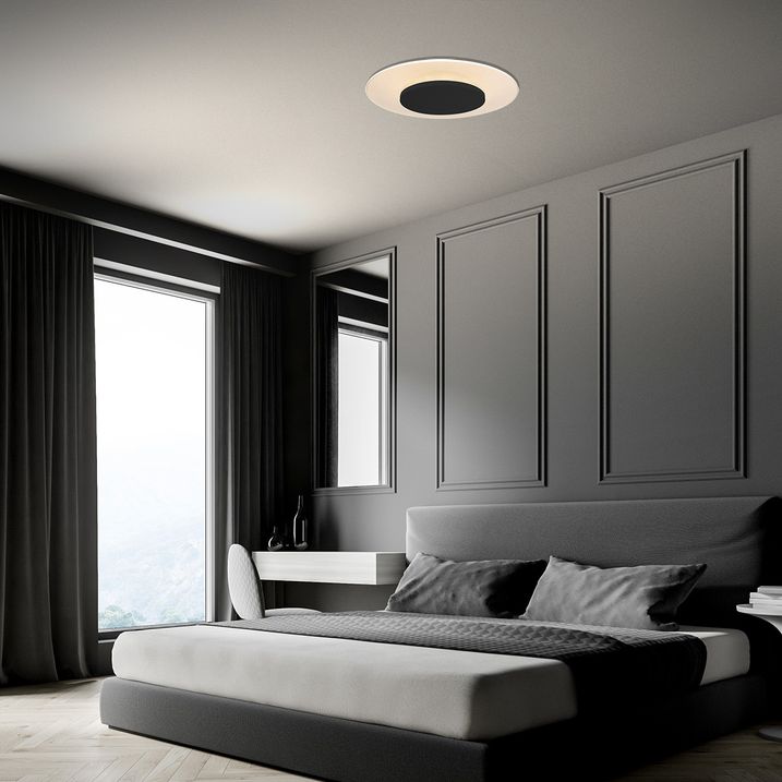 Moderne plafondlamp wit met zwart 42cm incl. LED - Lido