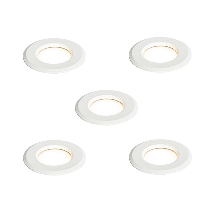 Ensemble de 5 spots encastrables modernes blancs avec LED IP67 - Linsey