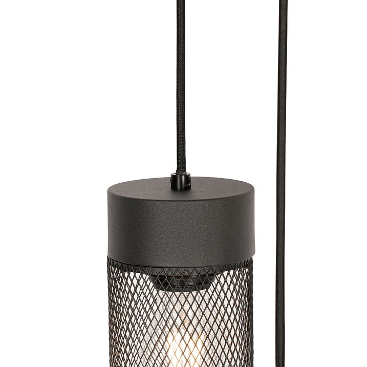 Candeeiro de suspensão industrial preto 3 luzes - Jim