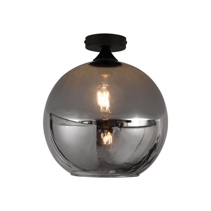 Art Deko Plafonska Lampa Crna sa Dimnim Staklom - Sandra