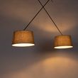 Pendelleuchte-schwarz-mit-Leinen-Schirmen-Taupe-35-cm-2-Licht---Blitz