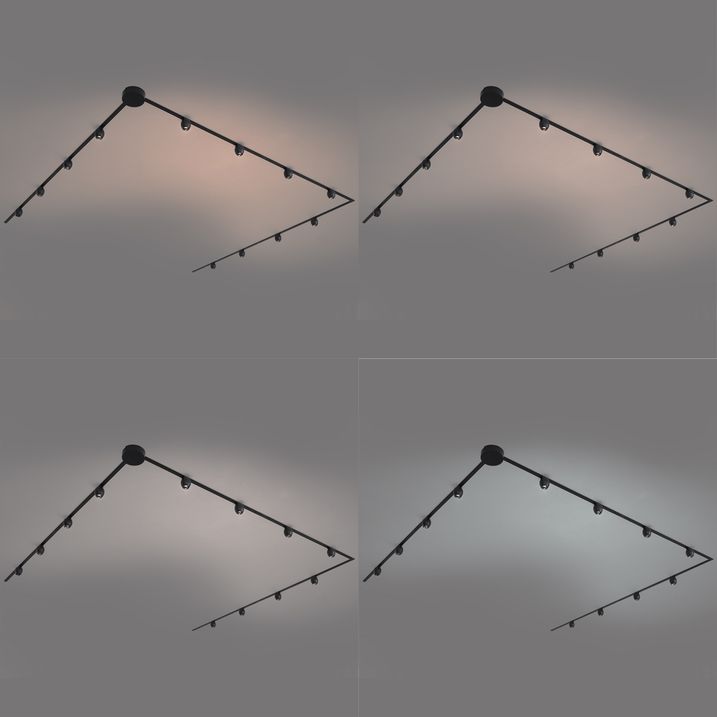 Modernes Schienensystem mit 12 schwarzen Strahlern 1-phasig - Magnetic Zagaye
