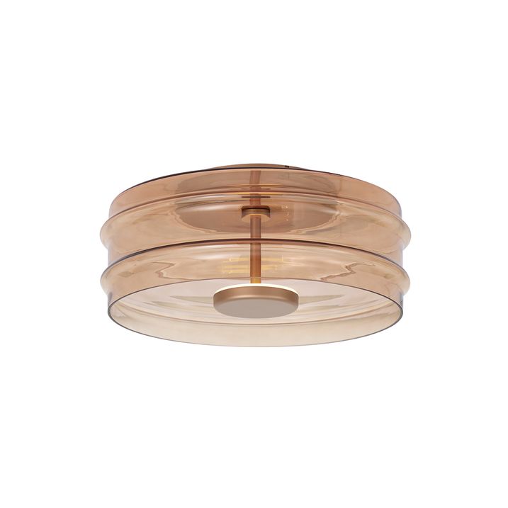 Designerska lampa sufitowa mosiężna z brązowym szkłem, z 3-stopniowo ściemnianym LED - Meadow