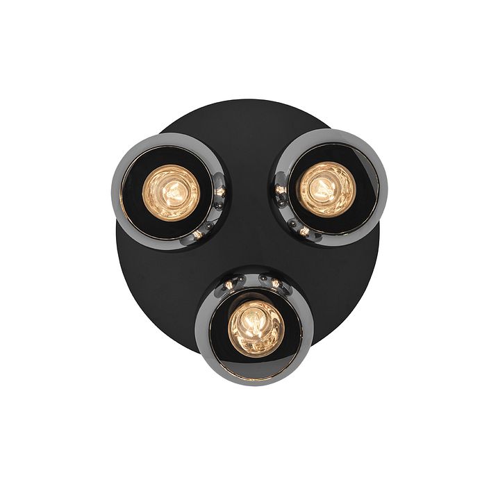 Slimme plafondlamp zwart met smoke glas 3-lichts incl. WiFi A60 - Vidro