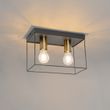 Minimalist-Ceiling-Light-Black-with-Gold-2-Light---Kodi