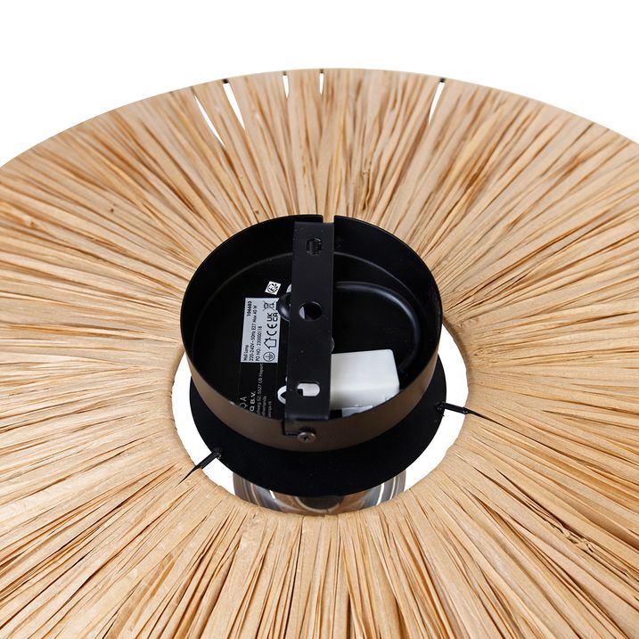 Candeeiro de parede rústico preto com corda 60 cm - Leia