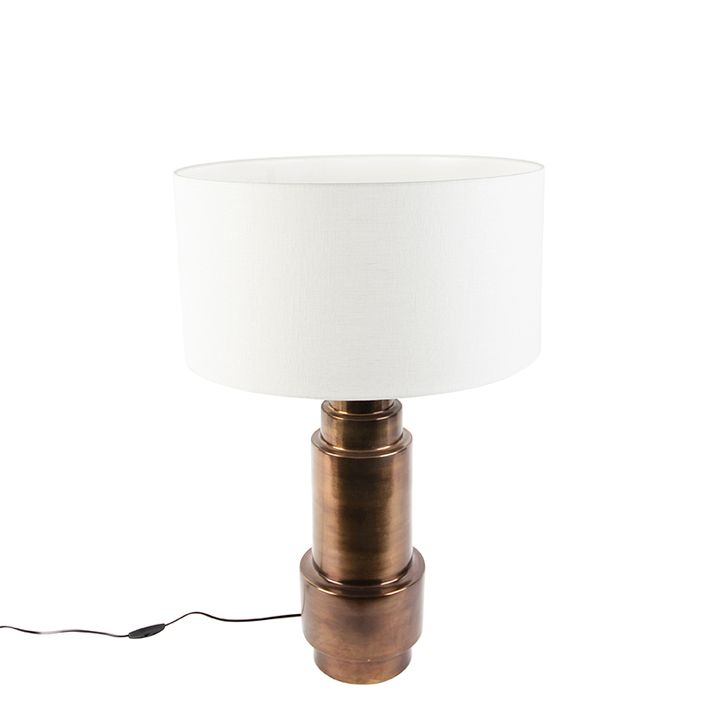 Stolní lampa v Art Deco stylu s stínítkem bílým 50 cm - Bruut