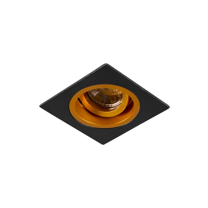 Inbouwspot zwart met goud 9,3 cm draai- en kantelbaar - Chuck