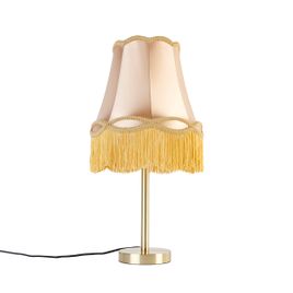 Klassische Tischleuchte Messing mit Granny-Schirm Gold 30 cm - Simplo