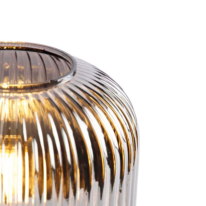 Lampada da tavolo intelligente nera con vetro fumé incl. Wifi A60 - Karel