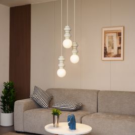 Retro-riippuvalaisin beige, himmeä lasi, 3-valoinen - Fedde