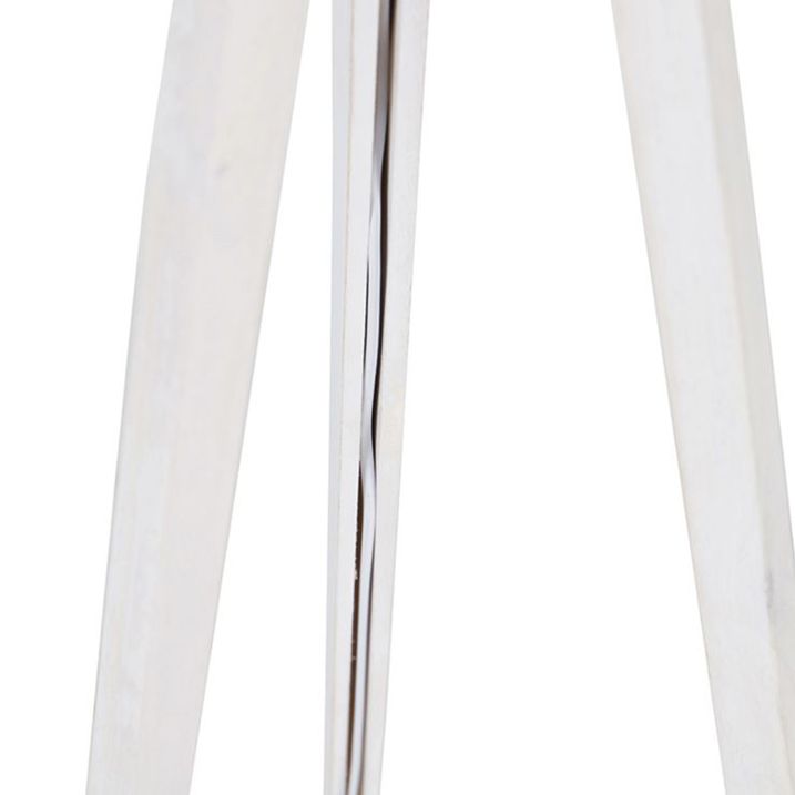 Moderní stojací lampa trojnožka bílá s lněným stínítkem bílým 45 cm - Tripod Classic