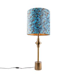 Stolní lampa bronzová s sametovým stínítkem s motýlím vzorem 40 cm - Diverso