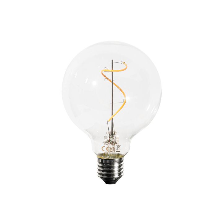 E27 LED me filament spirale me errësim G95 4W 270lm 2200K