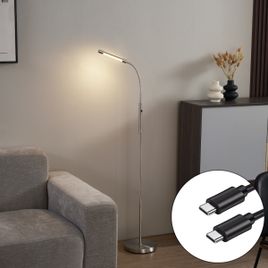 Moderna jeklena stoječa svetilka vklj. LED 3-stopenjsko zatemnjevanje polnilna - Statler