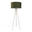Stojací-lampa-na-trojnožce-bílá-s-látkovým-stínidlem-tmavě-zelená-50cm---Tripod-Classic