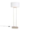 Beige floor lamp with linen white oval shade 50cm - Thijmen